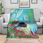 New Zealand Tomtit Blanket Maori Koru With Pohutukawa Galaxy Style - Aussie Hoodie