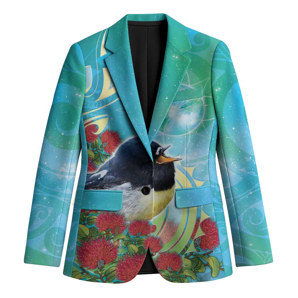 New Zealand Tomtit Blazer Maori Koru With Pohutukawa Galaxy Style - Aussie Hoodie