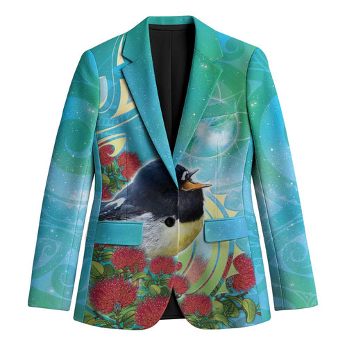 New Zealand Tomtit Blazer Maori Koru With Pohutukawa Galaxy Style - Aussie Hoodie