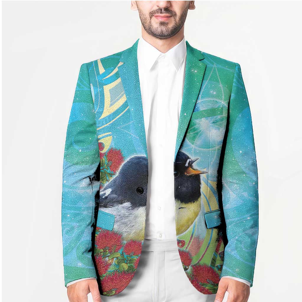 New Zealand Tomtit Blazer Maori Koru With Pohutukawa Galaxy Style - Aussie Hoodie