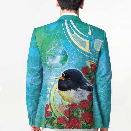 New Zealand Tomtit Blazer Maori Koru With Pohutukawa Galaxy Style - Aussie Hoodie