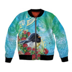 New Zealand Tomtit Bomber Jacket Maori Koru With Pohutukawa Galaxy Style - Aussie Hoodie