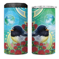 New Zealand Tomtit 4 in 1 Can Cooler Tumbler Maori Koru With Pohutukawa Galaxy Style - Aussie Hoodie
