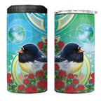 New Zealand Tomtit 4 in 1 Can Cooler Tumbler Maori Koru With Pohutukawa Galaxy Style - Aussie Hoodie