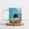 New Zealand Tomtit Ceramic Mug Maori Koru With Pohutukawa Galaxy Style - Aussie Hoodie