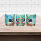 New Zealand Tomtit Ceramic Mug Maori Koru With Pohutukawa Galaxy Style - Aussie Hoodie
