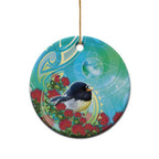 New Zealand Tomtit Ceramic Ornament Maori Koru With Pohutukawa Galaxy Style - Aussie Hoodie