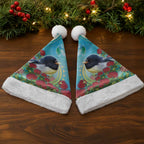 New Zealand Tomtit Christmas Santa Hat Maori Koru With Pohutukawa Galaxy Style - Aussie Hoodie