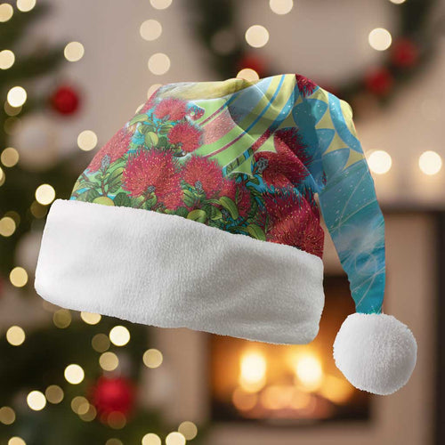 New Zealand Tomtit Christmas Santa Hat Maori Koru With Pohutukawa Galaxy Style - Aussie Hoodie