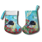New Zealand Tomtit Christmas Stocking Maori Koru With Pohutukawa Galaxy Style - Aussie Hoodie