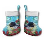 New Zealand Tomtit Christmas Stocking Maori Koru With Pohutukawa Galaxy Style - Aussie Hoodie