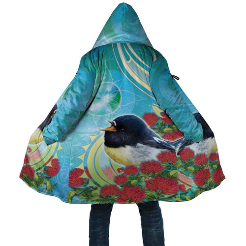 New Zealand Tomtit Cloak Maori Koru With Pohutukawa Galaxy Style - Aussie Hoodie