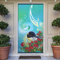 New Zealand Tomtit Door Cover Maori Koru With Pohutukawa Galaxy Style - Aussie Hoodie