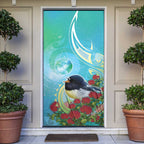 New Zealand Tomtit Door Cover Maori Koru With Pohutukawa Galaxy Style - Aussie Hoodie