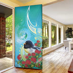 New Zealand Tomtit Door Cover Maori Koru With Pohutukawa Galaxy Style - Aussie Hoodie