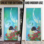 New Zealand Tomtit Door Cover Maori Koru With Pohutukawa Galaxy Style - Aussie Hoodie
