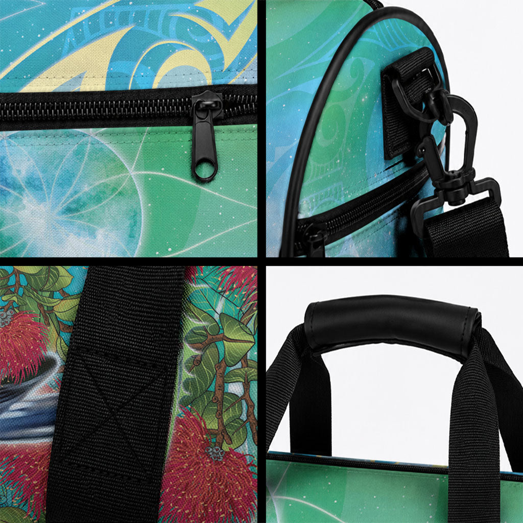 New Zealand Tomtit Duffle Bag Maori Koru With Pohutukawa Galaxy Style
