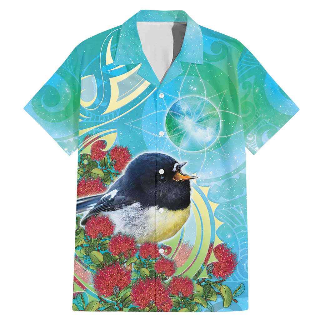 New Zealand Tomtit Family Matching Mermaid Dress and Hawaiian Shirt Maori Koru With Pohutukawa Galaxy Style - Aussie Hoodie