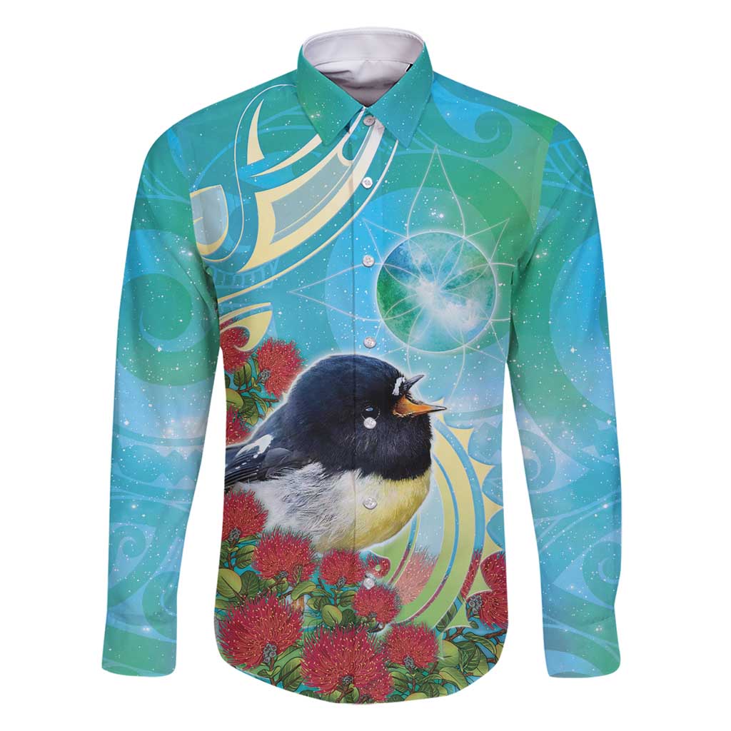New Zealand Tomtit Family Matching Mermaid Dress and Hawaiian Shirt Maori Koru With Pohutukawa Galaxy Style - Aussie Hoodie