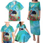 New Zealand Tomtit Family Matching Puletasi and Hawaiian Shirt Maori Koru With Pohutukawa Galaxy Style - Aussie Hoodie