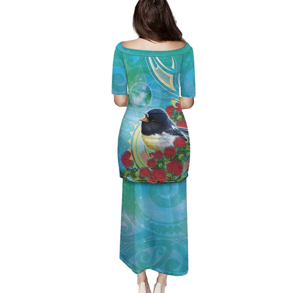 New Zealand Tomtit Family Matching Puletasi and Hawaiian Shirt Maori Koru With Pohutukawa Galaxy Style - Aussie Hoodie