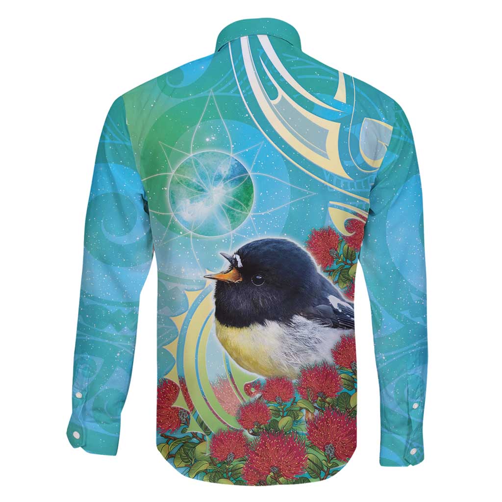 New Zealand Tomtit Family Matching Summer Maxi Dress and Hawaiian Shirt Maori Koru With Pohutukawa Galaxy Style - Aussie Hoodie
