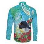 New Zealand Tomtit Family Matching Tank Maxi Dress and Hawaiian Shirt Maori Koru With Pohutukawa Galaxy Style - Aussie Hoodie