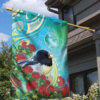 New Zealand Tomtit Garden Flag Maori Koru With Pohutukawa Galaxy Style - Aussie Hoodie