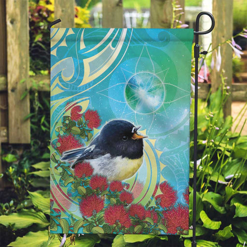 New Zealand Tomtit Garden Flag Maori Koru With Pohutukawa Galaxy Style - Aussie Hoodie