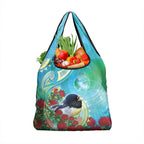New Zealand Tomtit Grocery Bag Maori Koru With Pohutukawa Galaxy Style - Aussie Hoodie