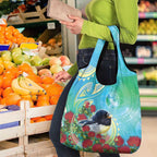 New Zealand Tomtit Grocery Bag Maori Koru With Pohutukawa Galaxy Style - Aussie Hoodie