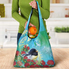 New Zealand Tomtit Grocery Bag Maori Koru With Pohutukawa Galaxy Style - Aussie Hoodie