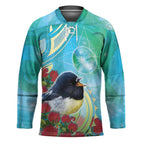 New Zealand Tomtit Hockey Jersey Maori Koru With Pohutukawa Galaxy Style - Aussie Hoodie