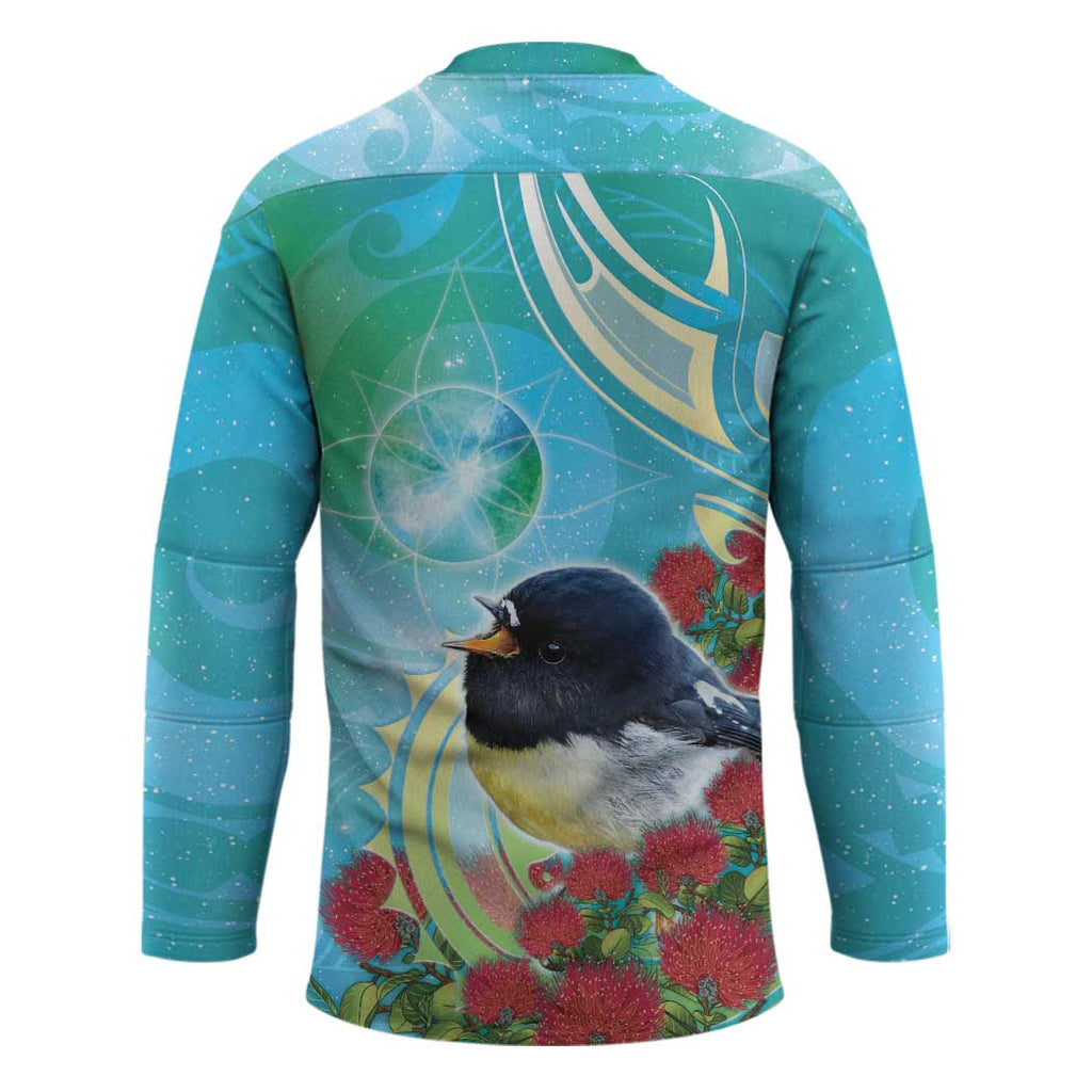 New Zealand Tomtit Hockey Jersey Maori Koru With Pohutukawa Galaxy Style - Aussie Hoodie