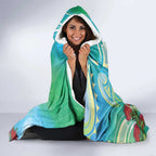 New Zealand Tomtit Hooded Blanket Maori Koru With Pohutukawa Galaxy Style - Aussie Hoodie