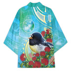 New Zealand Tomtit Kimono Maori Koru With Pohutukawa Galaxy Style - Aussie Hoodie