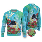 New Zealand Tomtit Ugly Christmas Sweater Maori Koru With Pohutukawa Galaxy Style - Aussie Hoodie