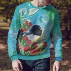 New Zealand Tomtit Ugly Christmas Sweater Maori Koru With Pohutukawa Galaxy Style - Aussie Hoodie