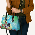 New Zealand Tomtit Leather Bag Maori Koru With Pohutukawa Galaxy Style - Aussie Hoodie