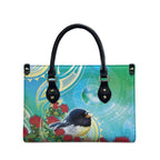 New Zealand Tomtit Leather Bag Maori Koru With Pohutukawa Galaxy Style - Aussie Hoodie