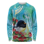 New Zealand Tomtit Long Sleeve Shirt Maori Koru With Pohutukawa Galaxy Style - Aussie Hoodie