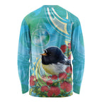 New Zealand Tomtit Long Sleeve Shirt Maori Koru With Pohutukawa Galaxy Style - Aussie Hoodie