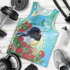 New Zealand Tomtit Men Tank Top Maori Koru With Pohutukawa Galaxy Style - Aussie Hoodie