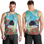 New Zealand Tomtit Men Tank Top Maori Koru With Pohutukawa Galaxy Style - Aussie Hoodie