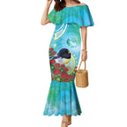 New Zealand Tomtit Mermaid Dress Maori Koru With Pohutukawa Galaxy Style - Aussie Hoodie