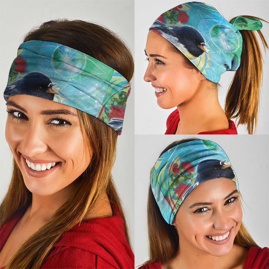 New Zealand Tomtit Neck Gaiter Maori Koru With Pohutukawa Galaxy Style - Aussie Hoodie