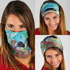 New Zealand Tomtit Neck Gaiter Maori Koru With Pohutukawa Galaxy Style - Aussie Hoodie