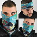 New Zealand Tomtit Neck Gaiter Maori Koru With Pohutukawa Galaxy Style - Aussie Hoodie