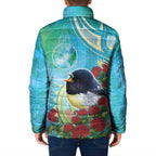 New Zealand Tomtit Padded Jacket Maori Koru With Pohutukawa Galaxy Style - Aussie Hoodie