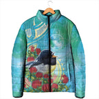 New Zealand Tomtit Padded Jacket Maori Koru With Pohutukawa Galaxy Style - Aussie Hoodie